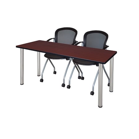 Kee Rectangle Tables > Training Tables > Kee Table & Chair Sets, 60 W, 24 L, 29 H, Mahogany MT6024MHBPCM23BK